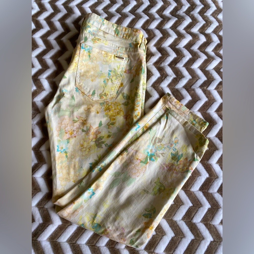 Zara Woman Slim Fit Floral Jeans Size US 6 Eur 38